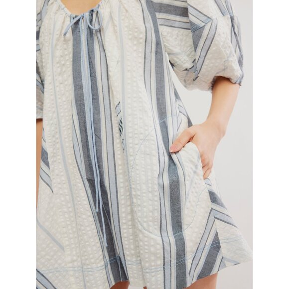 🆕 FREE PEOPLE Bop Around Romper / Seaside Stripe Ivory - Picture 8 of 10